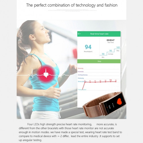 X3 0,96 pouces Bracelet de montre en acier Bluetooth avec bracelet de montre en acier, IP68 étanche, podomètre d'assistance / moniteur de fréquence cardiaque / moniteur de veille / moniteur de tension artérielle, SH205L1788-016