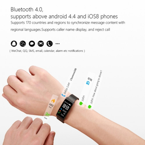X3 0,96 pouces Bracelet de montre en acier Bluetooth avec bracelet de montre en acier, IP68 étanche, podomètre d'assistance / moniteur de fréquence cardiaque / moniteur de veille / moniteur de tension artérielle, SH205L1788-016