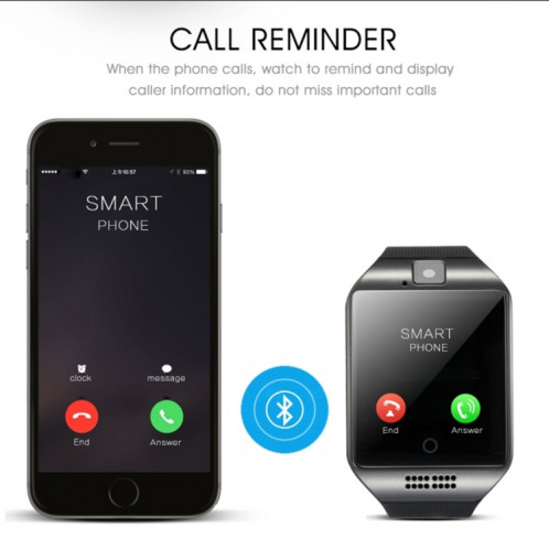 Q18 1.54 pouces écran TFT MTK6260A 360MHz Bluetooth 3.0 Smart Bracelet montre téléphone avec podomètre et moniteur de sommeil et calculatrice et rappel d'appel et SMS / Wechat Alertes et horloge Affichage et SH881J1774-020
