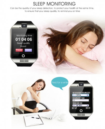 Q18 1.54 pouces TFT écran MTK6260A 360MHz Bluetooth 3.0 Smart Bracelet Montre Téléphone avec podomètre et moniteur de sommeil et calculatrice et rappel d'appel et SMS / Wechat Alertes & Affichage de SQ881W326-020