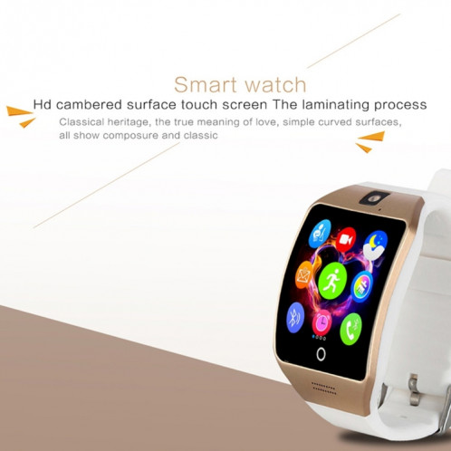 Q18S 1.54 pouces IPS écran MTK6260A Bluetooth 3.0 Smart Watch Téléphone, podomètre / Rappel sédentaire / Moniteur de sommeil / Anti-Perte / Caméra à distance / GSM / 0,3 M Caméra (Noir + Or) SQ41BJ1035-015