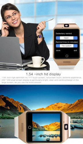 Q18S 1.54 pouces IPS écran MTK6260A Bluetooth 3.0 Smart Watch Téléphone, podomètre / Rappel sédentaire / Moniteur de sommeil / Anti-Perte / Caméra à distance / GSM / 0,3 M Caméra (Noir + Gris) SQ241H59-015
