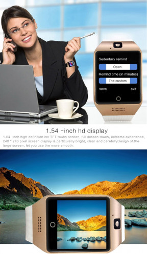 Q18S 1.54 pouces IPS écran MTK6260A Bluetooth 3.0 Smart Watch Téléphone, podomètre / Rappel sédentaire / Moniteur de sommeil / Anti-Perte / Caméra à distance / GSM / 0,3 M Caméra (Noir + Gris) SQ241H59-015