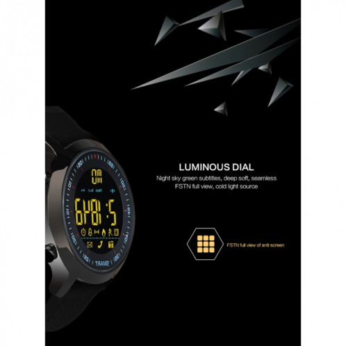 EX18 Smart montre de sport FSTN Plein ecran Cadran lumineux Bracelet haute resistance en TPU etapes de soutien Comptage Calorie brule Date calendrier Bluetooth 4.0 Rappel d appels entrants Rappel de