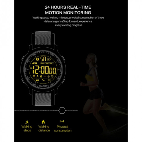 EX18 Smart montre de sport FSTN Plein ecran Cadran lumineux Bracelet haute resistance en TPU etapes de soutien Comptage Calorie brule Date calendrier Bluetooth 4.0 Rappel d appels entrants Rappel de