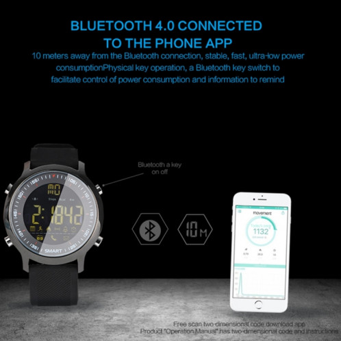 EX18 Smart montre de sport FSTN Plein écran Cadran lumineux Bracelet en acier inoxydable, étapes de soutien comptage / Calorie brûlé / Date du calendrier / Bluetooth 4.0 / Rappel d'appels entrants / Rappel de SH049S1453-023