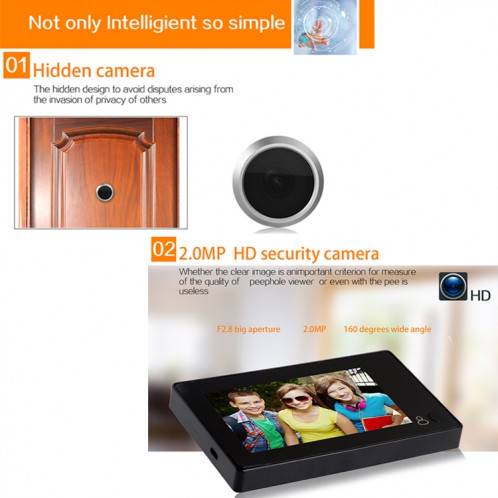 M4300B 4,3 pouces TFT écran couleur 2.0MP caméra de sécurité vidéo intelligente sonnette SM00231718-010