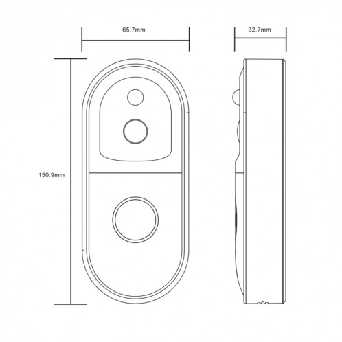 Sonnette visuelle vidéo WiFi intelligente B50 720P, prise en charge de la surveillance à distance du téléphone et de la vision nocturne et de la carte SD (blanc) SH040W117-09