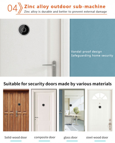 DD3S 2.4 pouces Écran 0.3mp Caméra de sécurité Péphole Viewer Visionneuse Digital Peephole porte Bell, SH00731364-011
