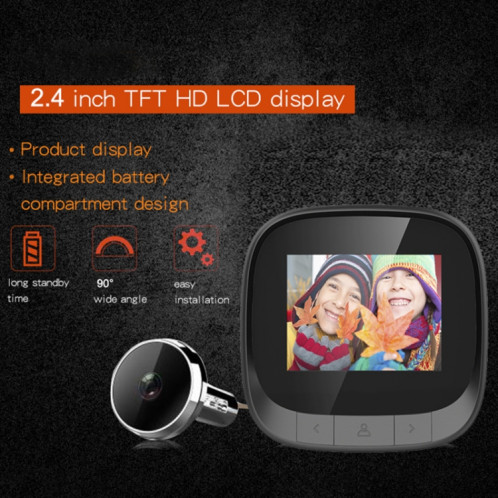 DD3S 2.4 pouces Écran 0.3mp Caméra de sécurité Péphole Viewer Visionneuse Digital Peephole porte Bell, SH00731364-011
