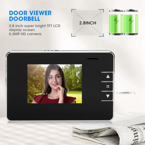 2.8Y 2,8 pouces écran 0.3mp Caméra de sécurité Péphole Viewer Porte de porte Péphole numérique Bell SH0074311-010