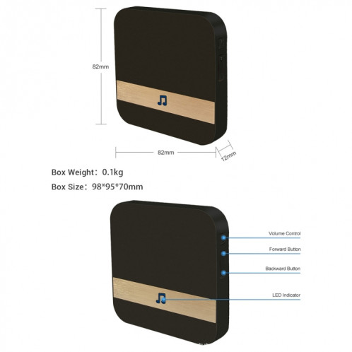 B10 52 CHEMES 110DB Doorbell Receiver Consommation à faible consommation d'énergie Outils de porte de la maison, Fiche UE, AC 90-260V (Blanc) SH077W1674-07