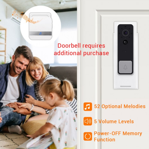 B10 52 CHEMES 110DB Doorbell Receiver Consommation à faible consommation d'énergie Outils de porte de la maison, Fiche UE, AC 90-260V (Blanc) SH077W1674-07