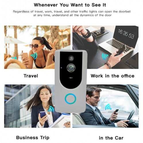 Sonnette visuelle vidéo WIFI intelligente M2 720P, prise en charge de la surveillance à distance du téléphone portable et de la vision nocturne (gris) SH400H1752-016