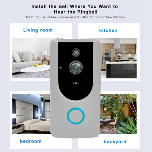 Sonnette visuelle vidéo WIFI intelligente M2 720P, prise en charge de la surveillance à distance du téléphone portable et de la vision nocturne (gris) SH400H1752-016