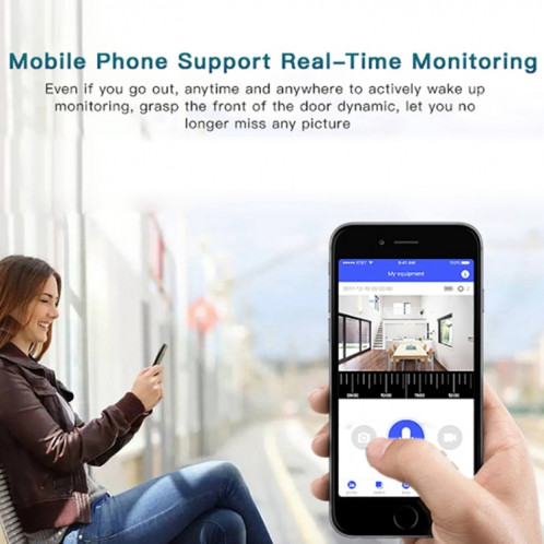 M3 720P Smart WIFI Sonnette visuelle vidéo à très faible puissance, prise en charge de la surveillance à distance du téléphone portable et de la vision nocturne (noir) SH401B976-015