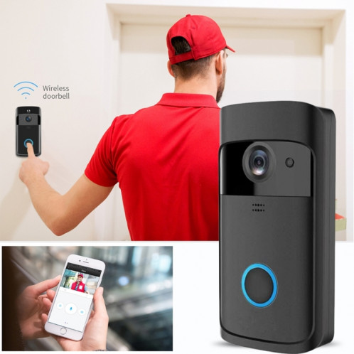 M4 720P Smart WIFI Sonnette visuelle PIR vidéo ultra basse consommation avec 3 fentes pour batterie, prise en charge de la surveillance à distance du téléphone portable et de la vision nocturne et objectif de caméra SH402B1225-013