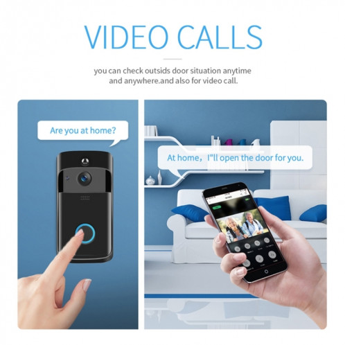 M4 720P Smart WIFI Sonnette visuelle PIR vidéo ultra basse consommation avec 3 fentes pour batterie, prise en charge de la surveillance à distance du téléphone portable et de la vision nocturne et objectif de caméra SH402B1225-013