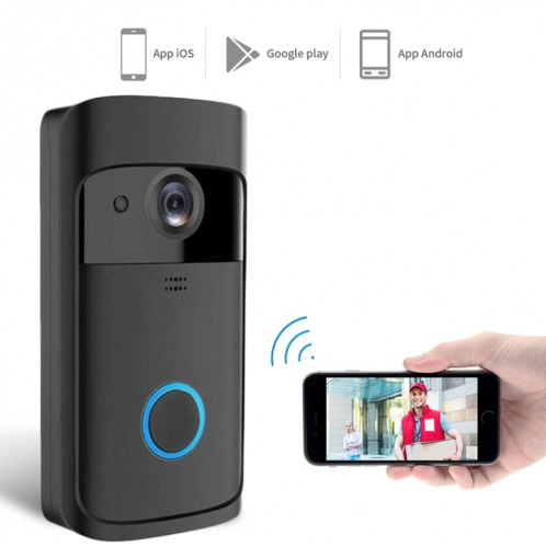 M4 720P Smart WIFI Sonnette visuelle PIR vidéo ultra basse consommation avec 3 fentes pour batterie, prise en charge de la surveillance à distance du téléphone portable et de la vision nocturne et objectif de caméra SH402B1225-013