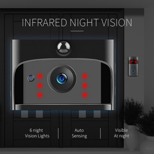M4 720P Smart WIFI Sonnette visuelle PIR vidéo ultra basse consommation avec 3 fentes pour batterie, prise en charge de la surveillance à distance du téléphone portable et de la vision nocturne et objectif de caméra SH402B1225-013