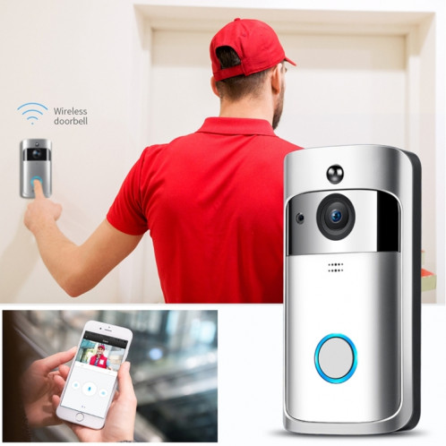 M4 720P Smart WIFI Sonnette visuelle PIR vidéo ultra basse consommation avec 3 fentes pour batterie, prise en charge de la surveillance à distance du téléphone portable et de la vision nocturne et objectif de caméra SH402S963-013