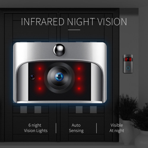 M4 720P Smart WIFI Sonnette visuelle PIR vidéo ultra basse consommation avec 3 fentes pour batterie, prise en charge de la surveillance à distance du téléphone portable et de la vision nocturne et objectif de caméra SH402S963-013