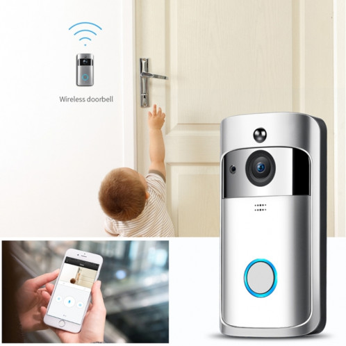 M4 720P Smart WIFI Sonnette visuelle PIR vidéo ultra basse consommation avec 3 fentes pour batterie, prise en charge de la surveillance à distance du téléphone portable et de la vision nocturne et objectif de caméra SH402S963-013