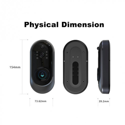 M108 720P 6400mAh Sonnette visuelle vidéo WIFI intelligente, surveillance à distance du téléphone et interphone vocal en temps réel (noir) SH404B625-016