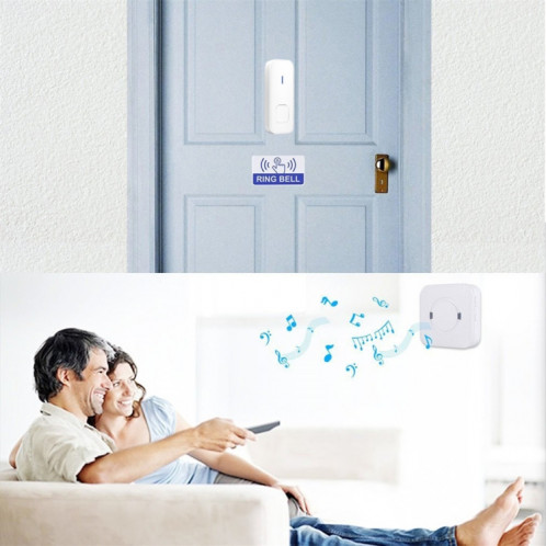 Récepteur de sonnette WiFi étanche à faible consommation d'énergie P6-B 110dB IP55, 53 options de musique, distance du récepteur: 300 m (blanc) SH405W511-08