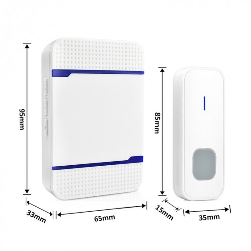 P7 110dB Wireless IP55 Récepteur de sonnette WiFi étanche à faible consommation d'énergie avec veilleuse, 53 options de musique, distance du récepteur: 300 m (blanc) SH409W1262-011