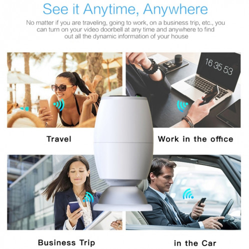 X3 1080P WiFi Smart Video IP54 Visionneuse de porte d'appareil photo numérique étanche, carte TF de soutien et vision nocturne infrarouge (blanc) SH410W1433-014