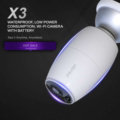 X3 1080P WiFi Smart Video IP54 Visionneuse de porte d'appareil photo numérique étanche, carte TF de soutien et vision nocturne infrarouge (blanc) SH410W1433-014