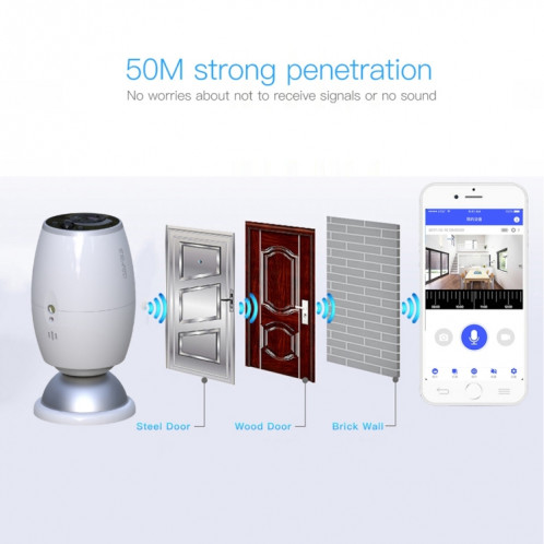 X3 1080P WiFi Smart Video IP54 Visionneuse de porte d'appareil photo numérique étanche, carte TF de soutien et vision nocturne infrarouge (blanc) SH410W1433-014