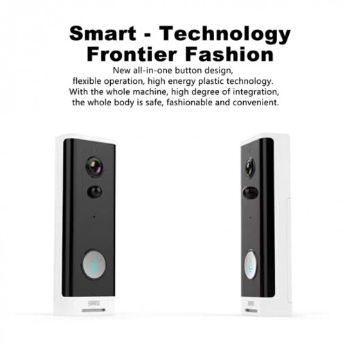 Sonnette vidéo intelligente à bouton rond M200A WiFi, prise en charge de la détection de mouvement infrarouge et taux adaptatif et interphone bidirectionnel et réveil à distance / PIR (blanc) SH361W18-013