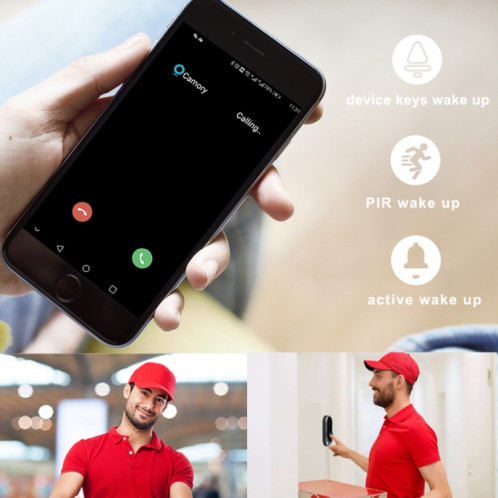 Sonnette vidéo intelligente à bouton carré WiFi M200B, prise en charge de la détection de mouvement infrarouge et du taux adaptatif et de l'interphone bidirectionnel et du réveil à distance / PIR (blanc) SH362W1159-014