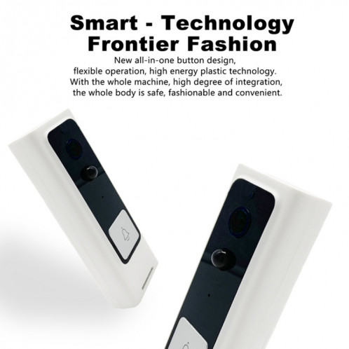 Sonnette vidéo intelligente à bouton carré WiFi M200B, prise en charge de la détection de mouvement infrarouge et du taux adaptatif et de l'interphone bidirectionnel et du réveil à distance / PIR (blanc) SH362W1159-014