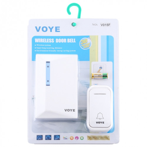 VOYE V015F Sonnette sans fil télécommandée pour la musique à domicile avec 38 sons de polyphonie (blanc) SV583W1513-012