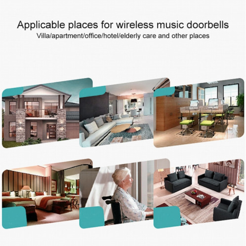 CMF1188 Sonnette sans fil télécommandée pour la musique à domicile avec 38 sonneries et lumières clignotantes colorées + sonneries / sonneries / lumières clignotantes colorées 3 modes (blanc) SH595W1518-013