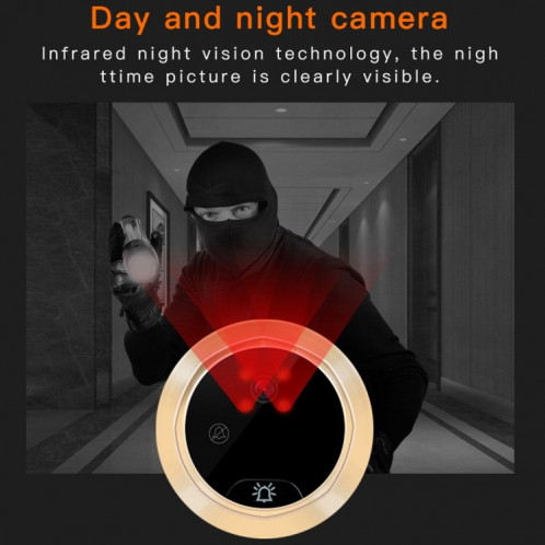 Sonnette visuelle vidéo WiFi intelligente, prise en charge de la vision nocturne et du message vidéo, détection de mouvement et multi-langues et carte TF de 32 Go SH5693335-011