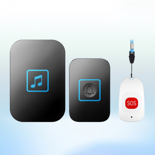 CACAZI C86 Sonnette de téléavertisseur SOS sans fil Vieil homme Alarme d'urgence pour enfant Sonnette d'appel à distance, Prise UE (Noir) SC1EUB440-010