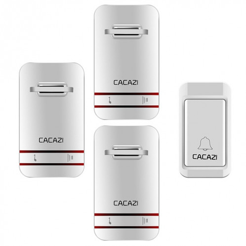 CACAZI V027G un bouton trois récepteurs sonnette électronique cinétique maison sans fil auto-alimentée, prise ue SC17EU1994-08