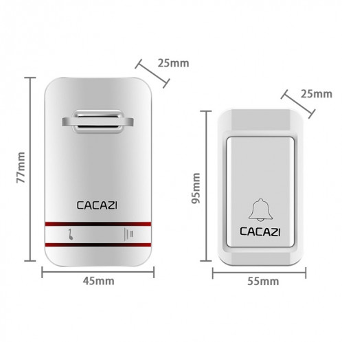 CACAZI V027G un bouton trois récepteurs sonnette électronique cinétique maison sans fil auto-alimentée, prise ue SC17EU1994-08