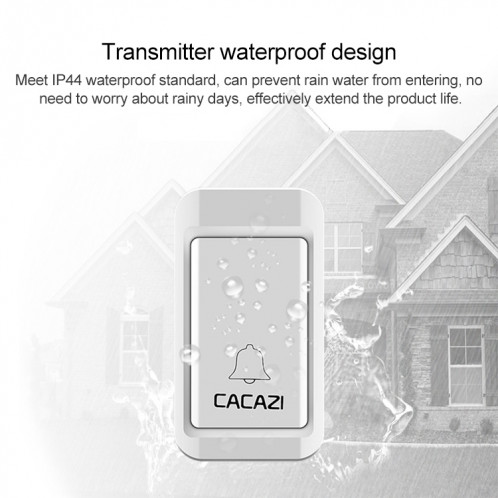 CACAZI V027G un bouton un récepteur sonnette électronique cinétique maison sans fil auto-alimentée, prise ue SC18EU1756-06