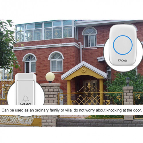 CACAZI A10G One Button One Receivers Bell sans fil auto-alimenté pour la maison, (blanc) SC9EUW970-06