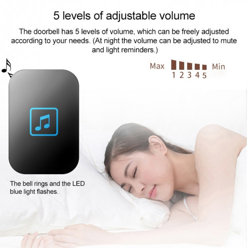 CACAZI FA86 Sonnette sans fil auto-alimentée pour maison intelligente, (noir) SC1EUB1801-08