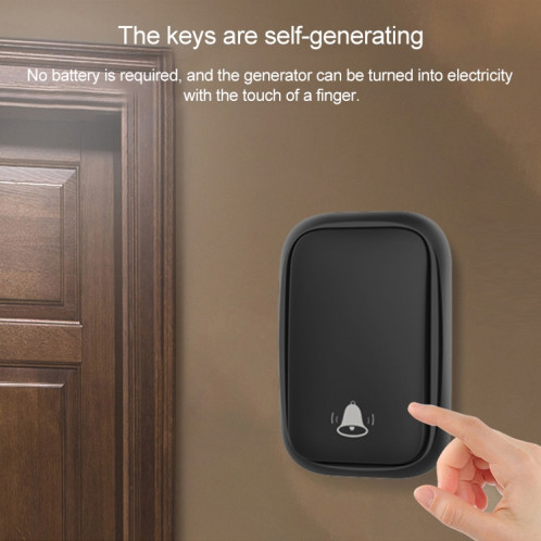 CACAZI FA86 Sonnette sans fil auto-alimentée pour maison intelligente, (noir) SC1EUB1801-08