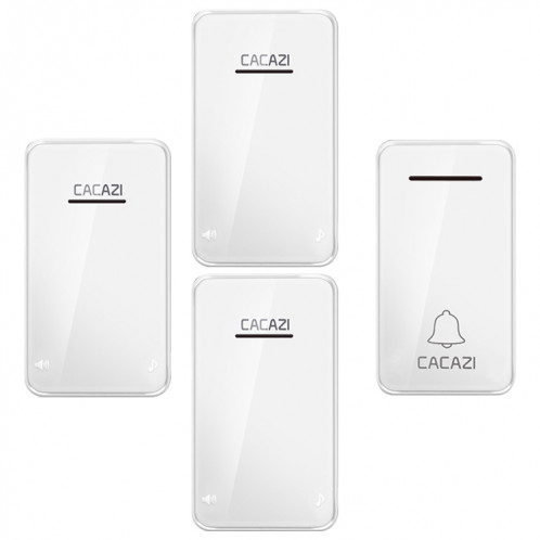CACAZI FA8 un bouton trois récepteurs sonnette sans fil auto-alimentée pour maison intelligente, prise UE (blanc) SC3EUW1011-010