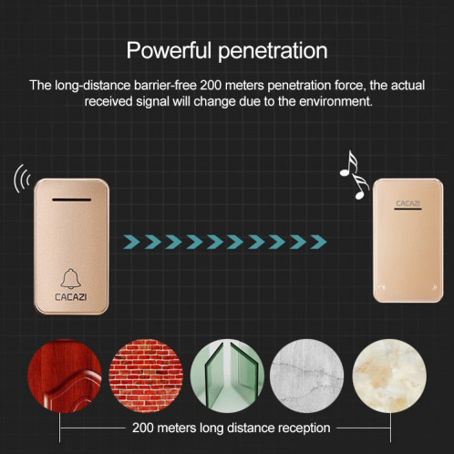 CACAZI FA8 un bouton trois récepteurs sonnette sans fil auto-alimentée pour maison intelligente, prise UE (blanc) SC3EUW1011-010