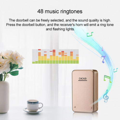 CACAZI FA8 un bouton trois récepteurs sonnette sans fil auto-alimentée pour maison intelligente, prise UE (blanc) SC3EUW1011-010