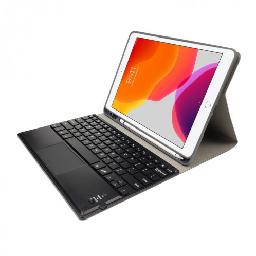 RK102C Clavier Bluetooth en plastique magnétique amovible avec pavé tactile, Housse de protection en TPU motif soie pour iPad 10.2, avec fente pour stylo et support (Noir) SH260S694-06